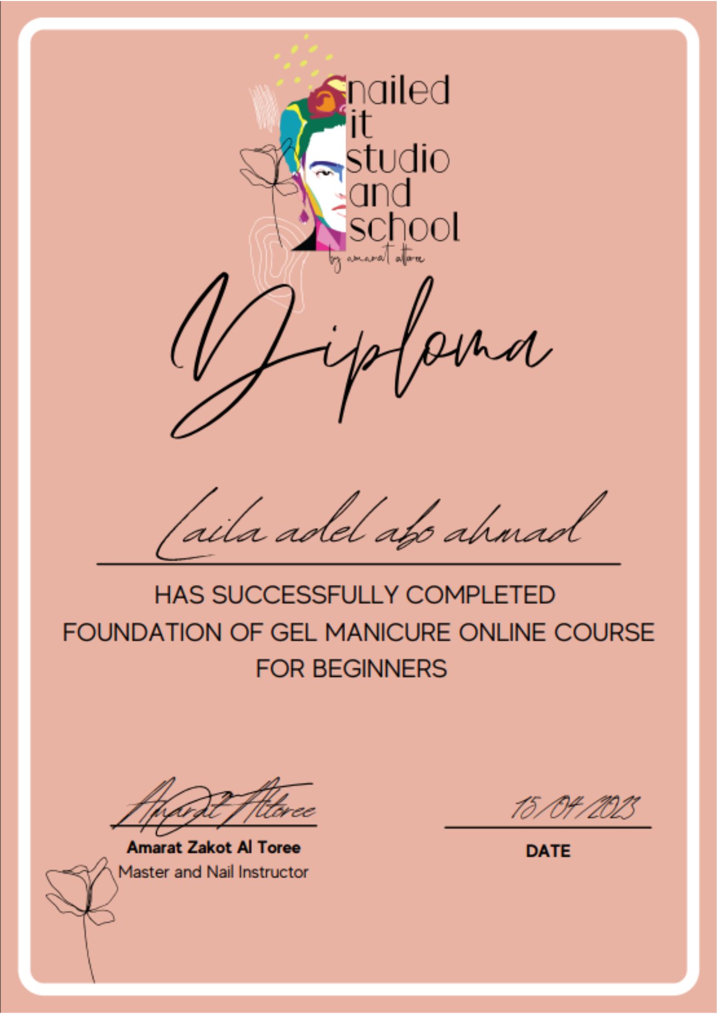 شهادة دبلوم أساسيات مانيكير الجل — Nailed It Studio and School